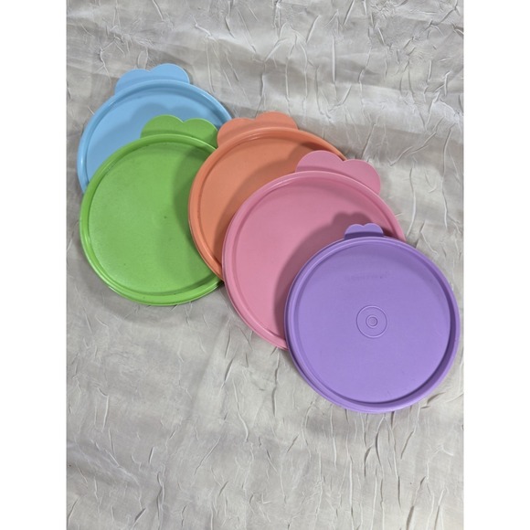 Tupperware Other - Lot Of 5- Tupperware Lids Replacement Green Pink Blue Purple Butterfly Tab